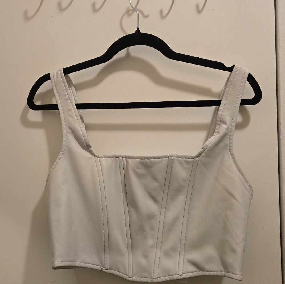 Forever 21 Cream Bustier Tank Top Sleeveless Fitted